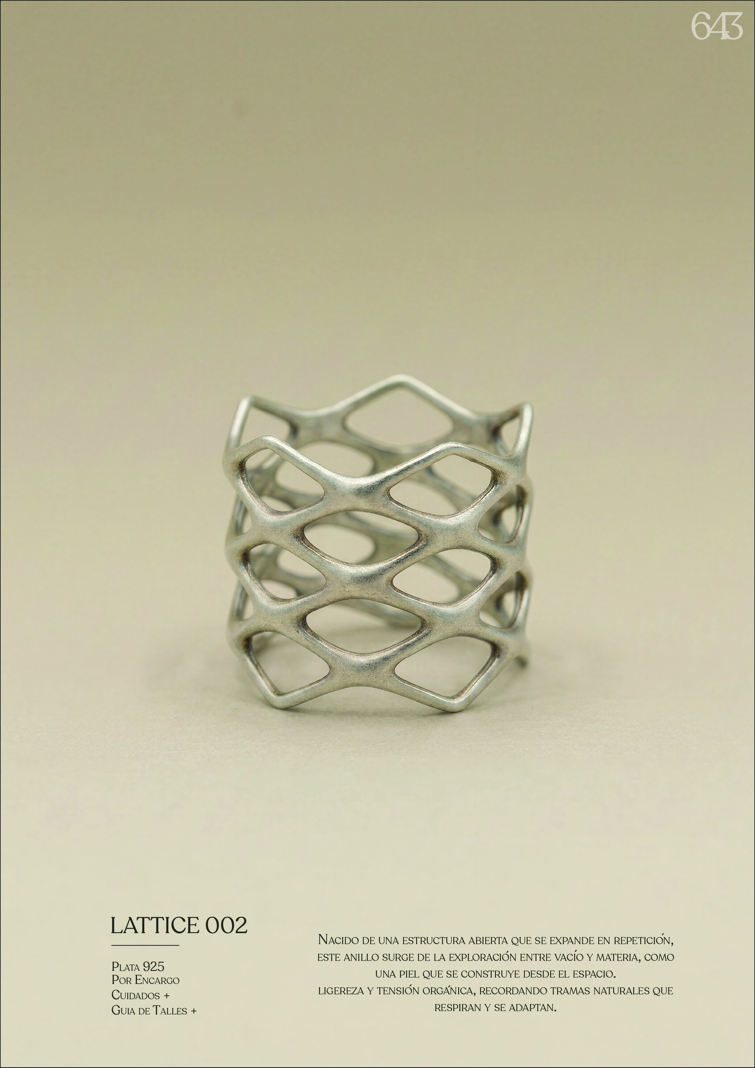 Anillo Lattice 002 — estructura abierta repetida en plata 925